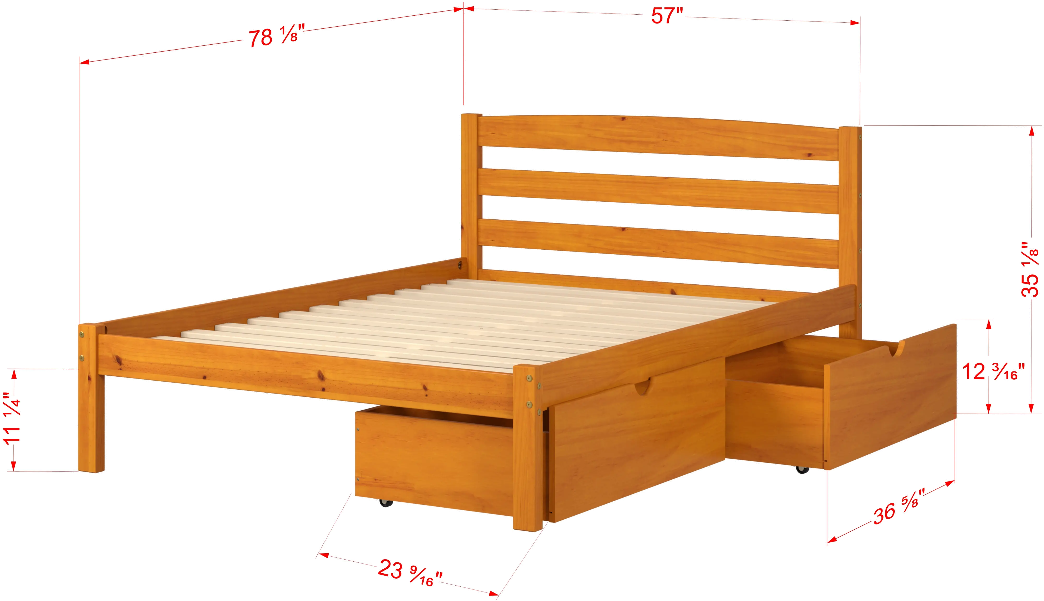 Econo Honey Full Bed with Storage Drawers