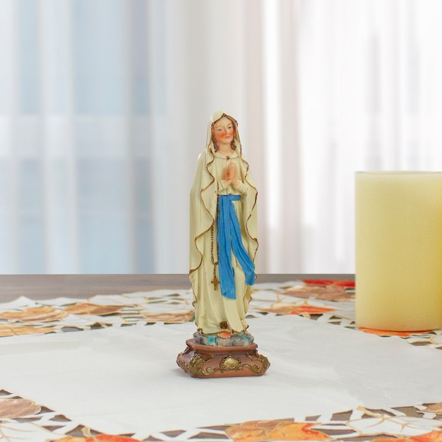 Our Lady Of Lourdes White And Blue Polyresin Tabletop Figurine