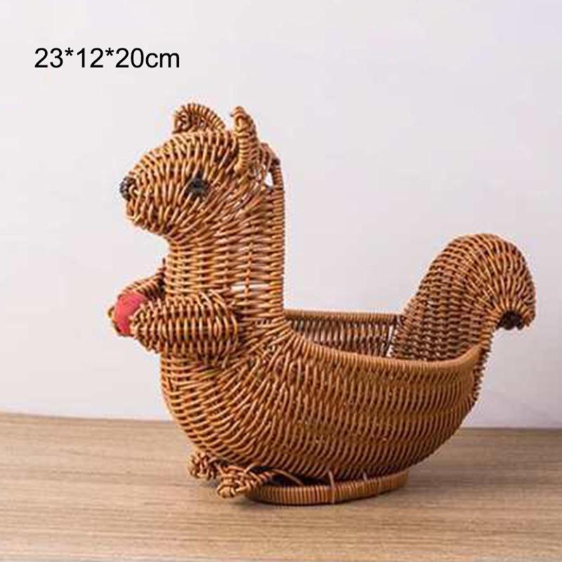 Handmade Basket Cute Animals Shaped Baskets Food Bread Camping Picnic Basket Fruit Storage Basket - Squirrel