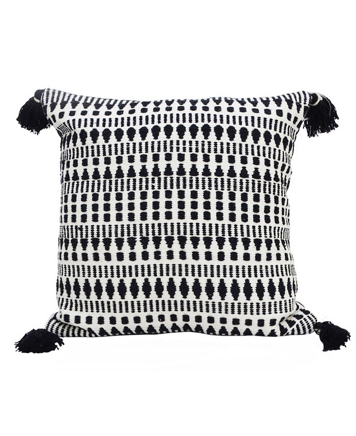 Vibhsa Chicos Home Striped Tassels Decorative Pillow， 22 x 22