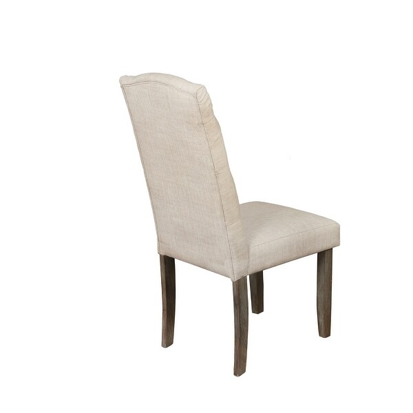 Best Quality Furniture Tufted Linen Wooden Rustic Side Chairs