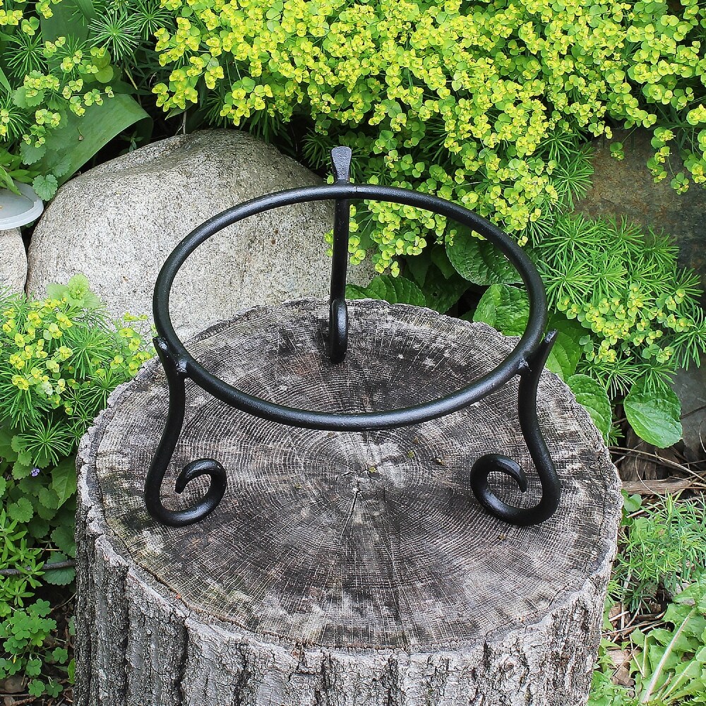 Achla Designs Versatile Short Stand for Planter  Birdbath  Gazing Ball  9.5 Inch Diameter  Black Powder Coat Finish