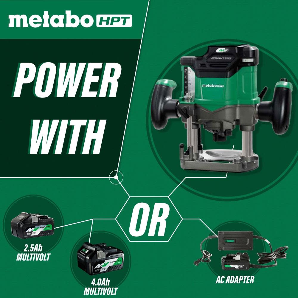 Metabo HPT 36V Cordless Plunge Router Kit 2 1/4 HP ;