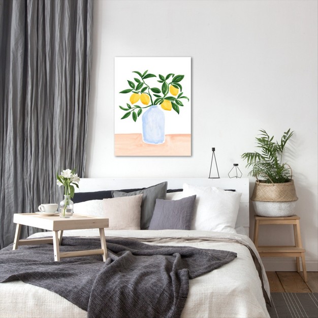 Americanflat Botanical Farmhouse Lemon Tree Branch In A Vase By Sabina Fenn Wrapped Canvas