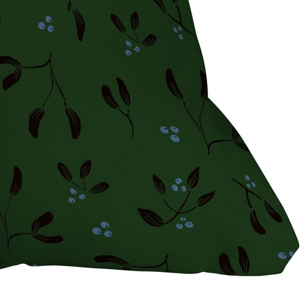 Camilla Foss Midnight Mistletoe Square Throw Pillow Green Deny Designs