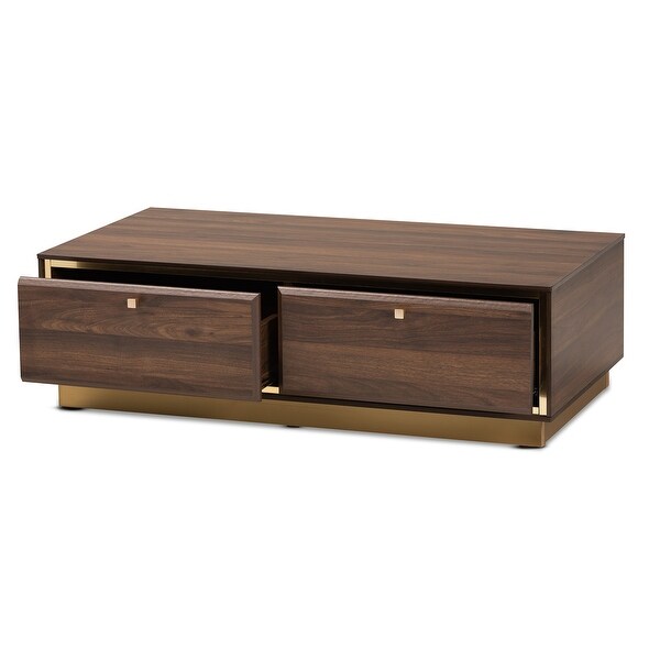 Cormac Transitional Wood and Metal 2-Drawer Coffee Table