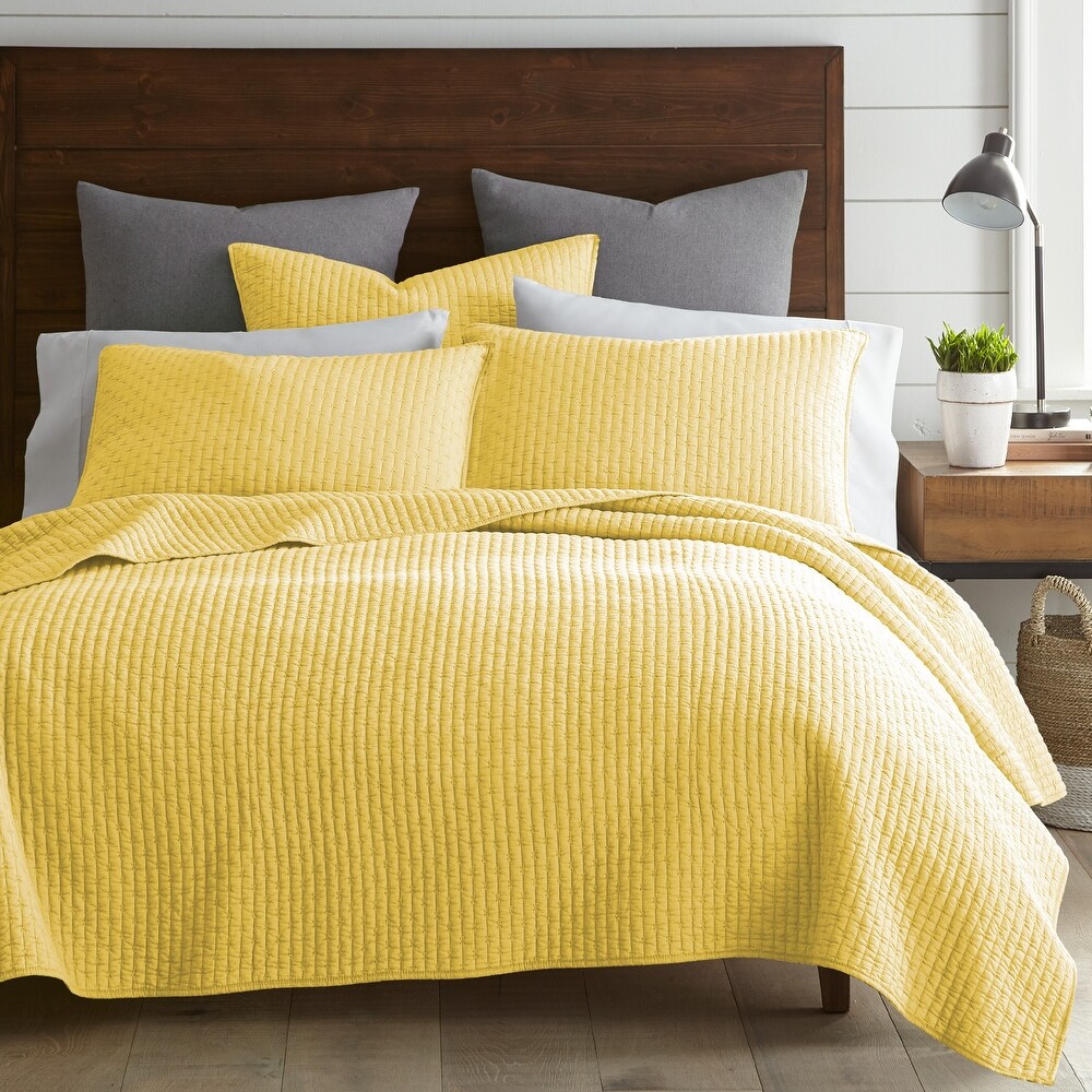 Cross Stitch Yellow Full/Queen Quilt Set   Levtex Home