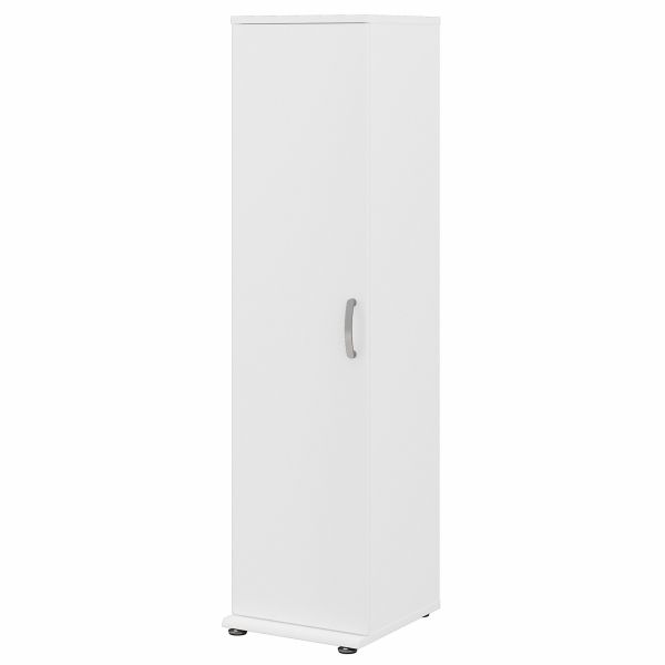 Bush Business Furniture Universal Tall Narrow Storage Cabinet with Door and Shelves in White