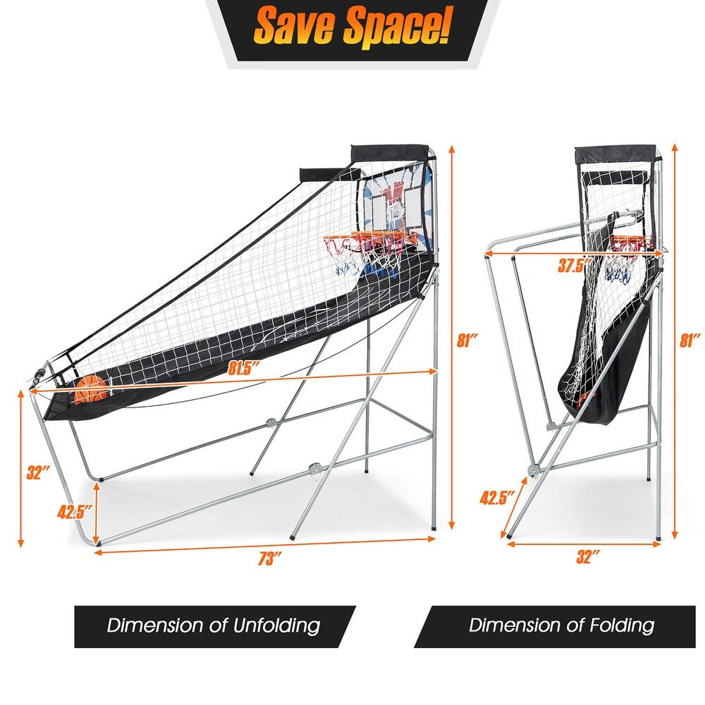 Costway Dual LED Electronic Shot Basketball Arcade Game with 8 Game   81.5'' x 81'' x 42.5'' (L x W x H)