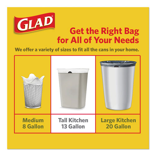 Clorox Glad OdorShield Tall Kitchen Drawstring Bags | 13 gal， 0.95 mil， 24