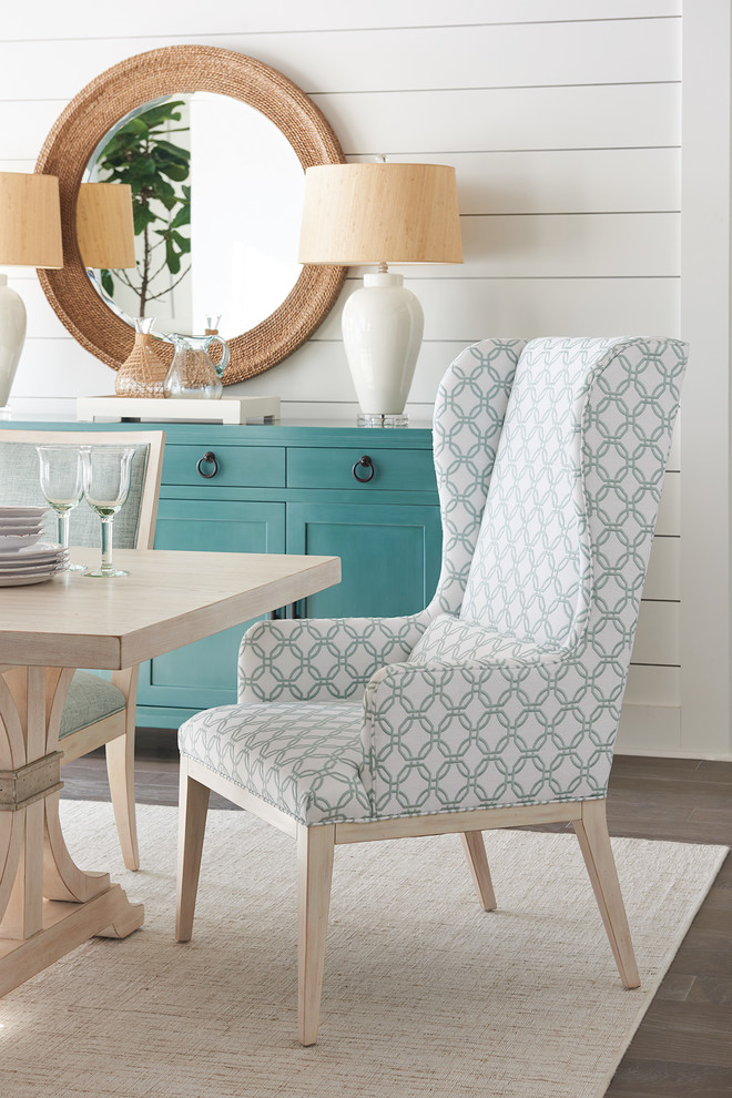 Seacliff Upholstered Host Wing Chair   Transitional   Dining Chairs   by HedgeApple  Houzz