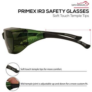 Safe Handler PrimeX IR3 Safety Glasses Anti-Fog-Scratch Wrap Around Lenses (3-Pairs) SH-PRXSG-FCGN-MS14-IR3-3