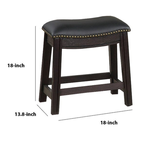 Curved Leatherette Stool with Nailhead Trim， Set of 2 - 18 H x 13.8 W x 18 L Inches