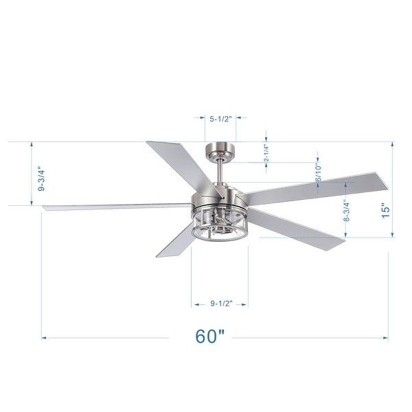 60 In Brushed Nickel Ceiling Fan with Light Remote(5-blade) Shopping - The Best Deals on Ceiling Fans | 41427727