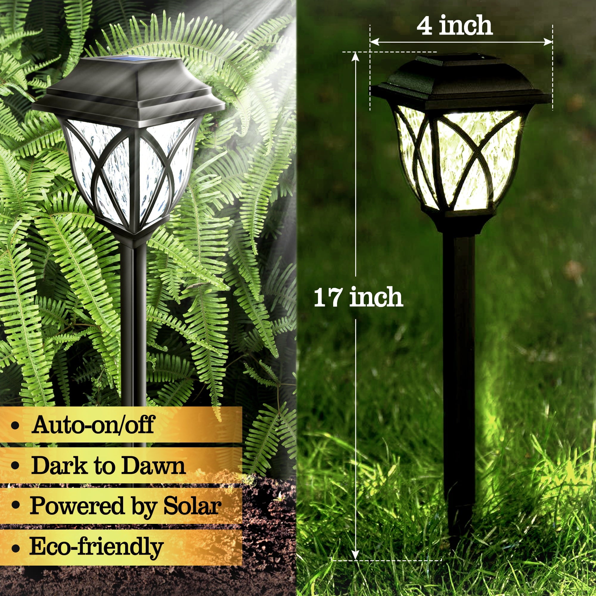 ABLEGRID 6 Pcs Solar Pathway Light Outdoor Lights for Yard Lawn Garden Walkway Outdoor  Decor Waterproof  Warm White