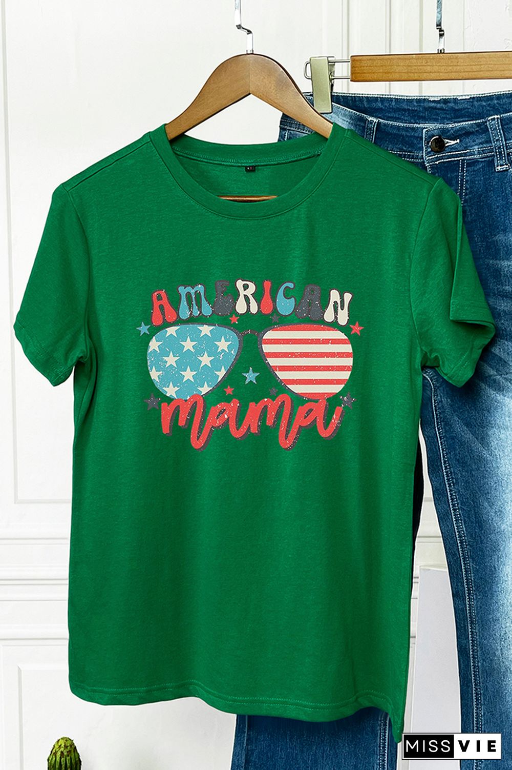 US Flag American Mama Graphic Tee Wholesale