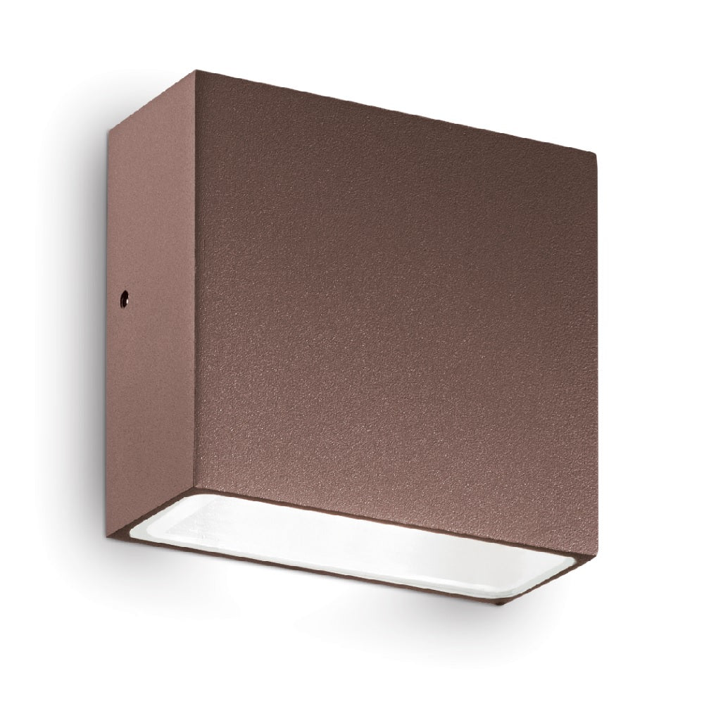 Ideal Lux 213323 Tetris Coffee Brown Outdoor Modern Square Flush Wall Light