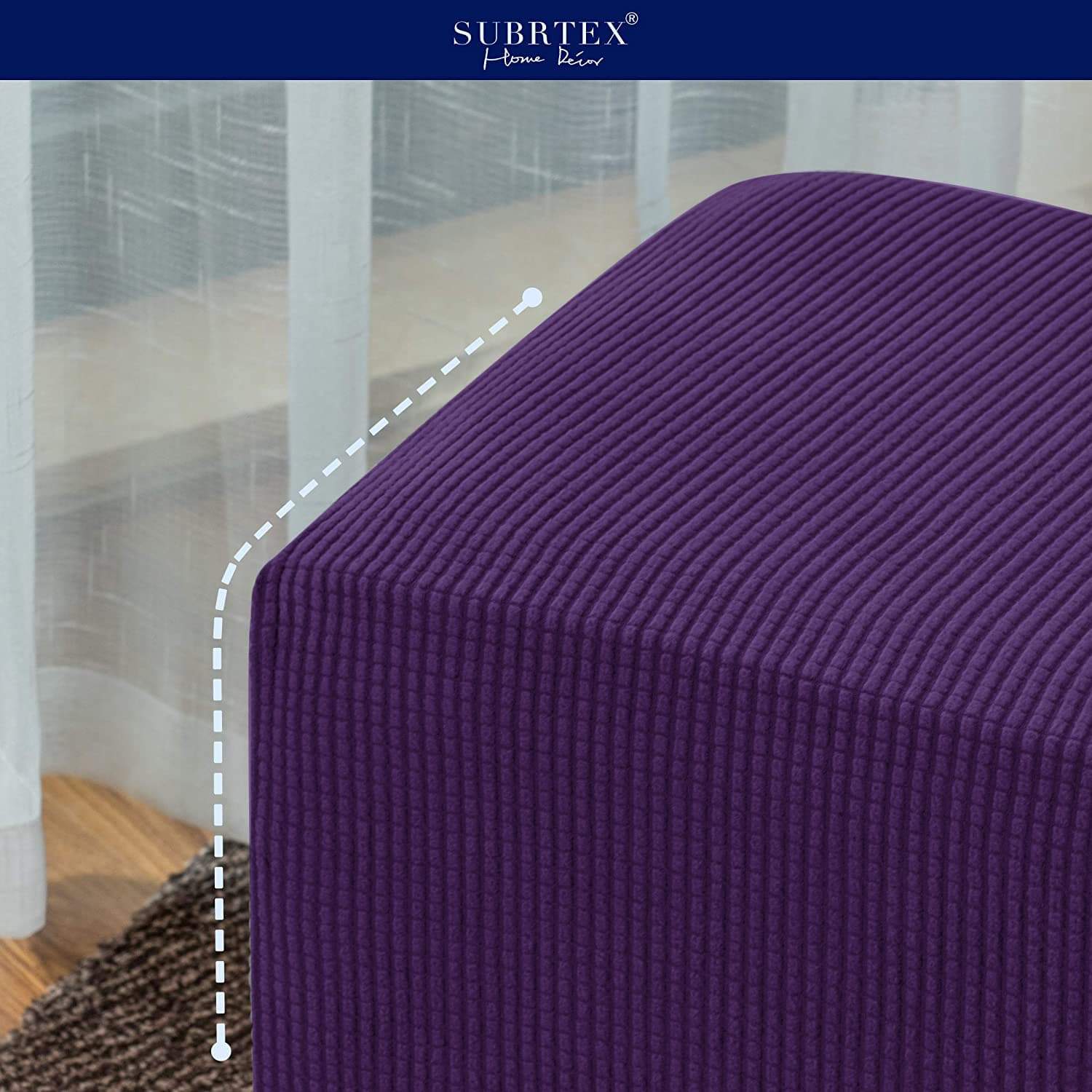 Subrtex Stretch Textured Grid Oversized Ottoman Slipcover, Violet