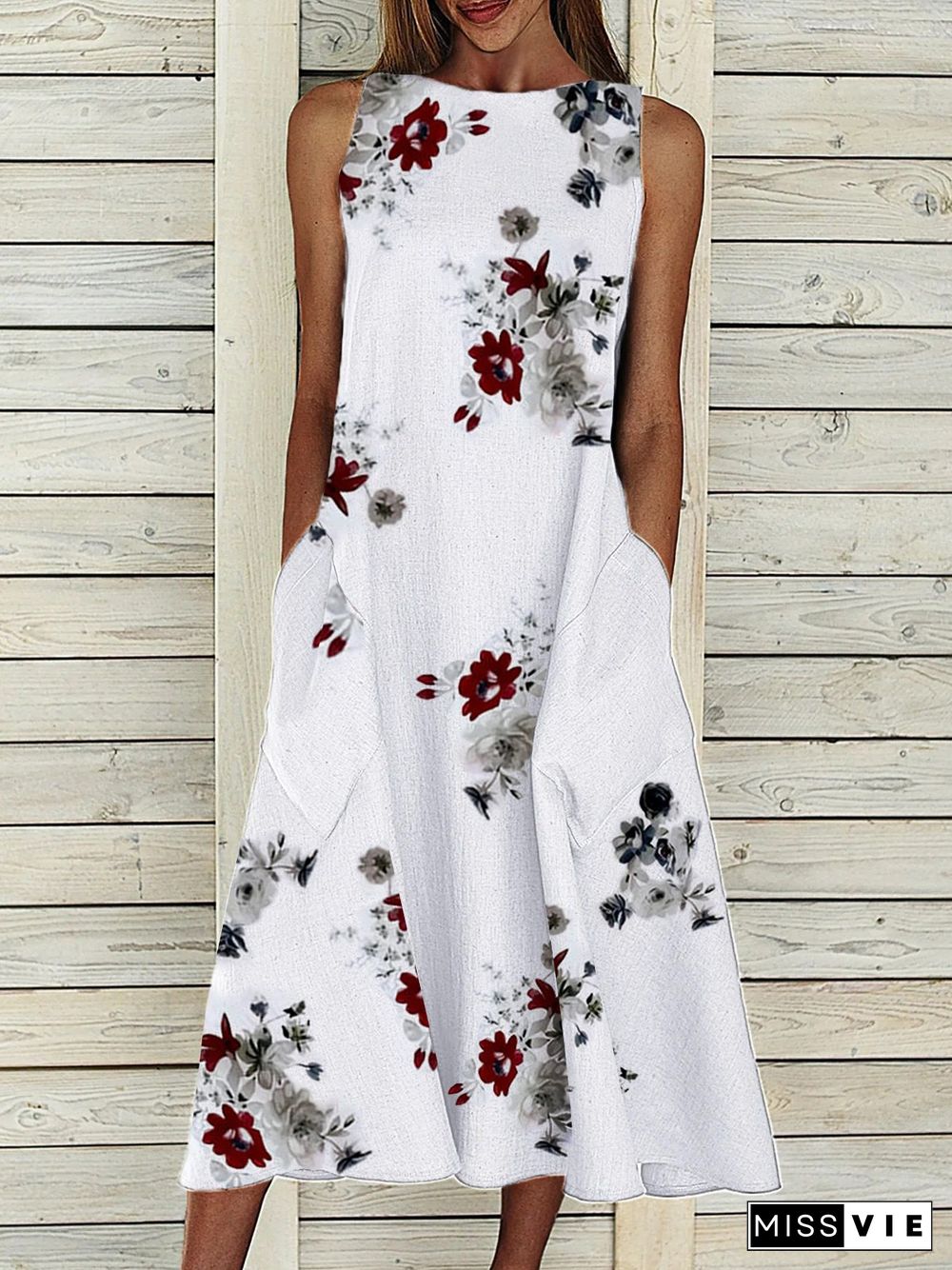 Sleeveless Casual Shift Floral Dresses