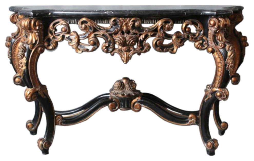 Infinity Genuine Black Marble Console Table   Traditional   Console Tables   by Infinity Furniture  Houzz