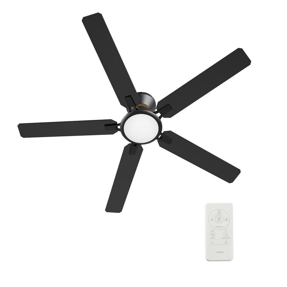 CARRO Essex 52 in Dimmable LED IndoorOutdoor Black Smart Ceiling Fan with Light and Remote Works with AlexaGoogle Home