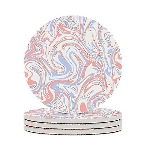 Colourlife Round Drink Coasters 1 Pc Liquid Blurred Watercolor Paint Absorbent Ceramic Coffee Coasters For Drinks With Cork Base Housewarming Gift For