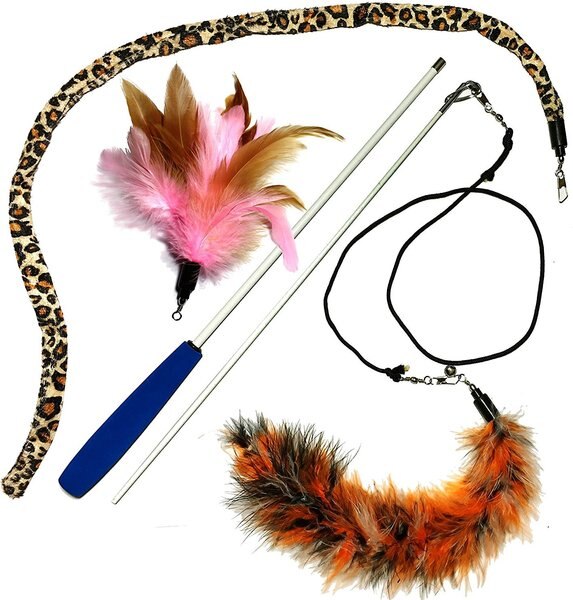 Pet Fit For Life 3 Feather Dual Rod Wand Cat Toy