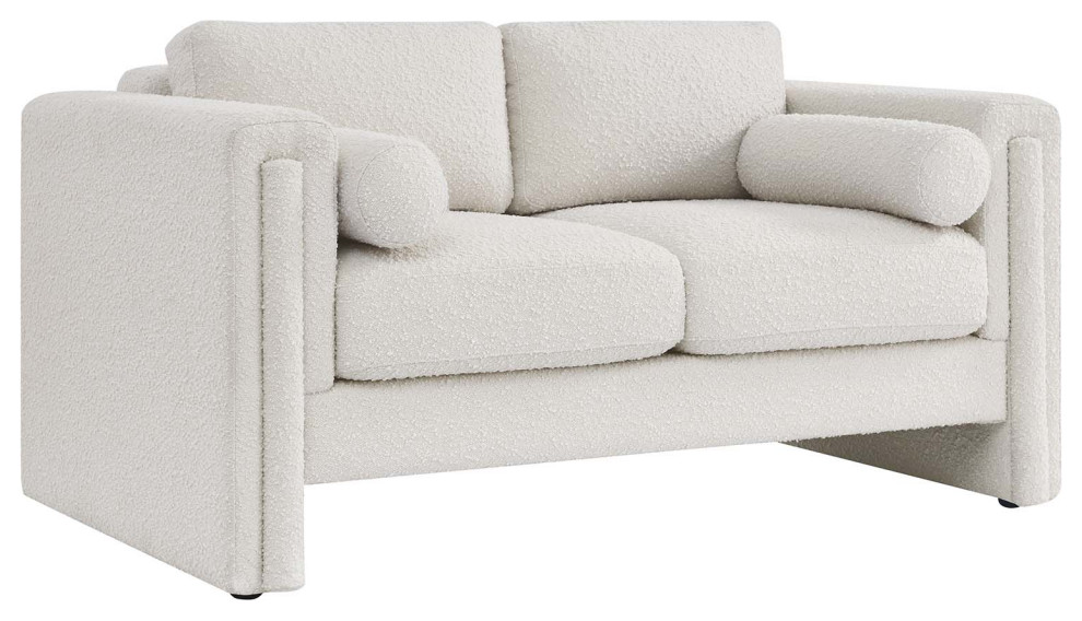 Visible Boucle Fabric Loveseat   Ivory   Transitional   Loveseats   by First of a Kind USA Inc  Houzz