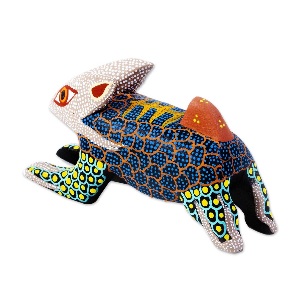 Novica Handmade Blue Hare Wood Alebrije Figurine