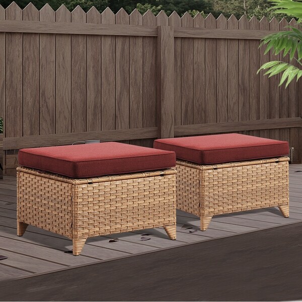 Wicker Rattan Ottoman Outdoor Patio Ottoman