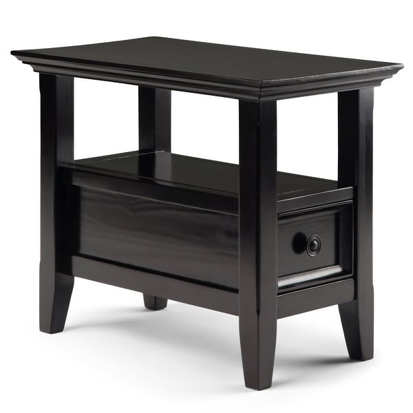 WYNDENHALL Halifax SOLID WOOD 14 inch Wide Rectangle Transitional Narrow Side Table in Hickory Brown - 14 inch Wide