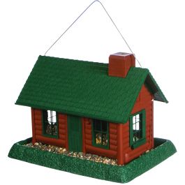 North States North States 9063M 9063 Hopper Bird Feeder， Log Cabin， 8 Pound， Plastic， Green， 11 in H， Hanging/Pole Mounting