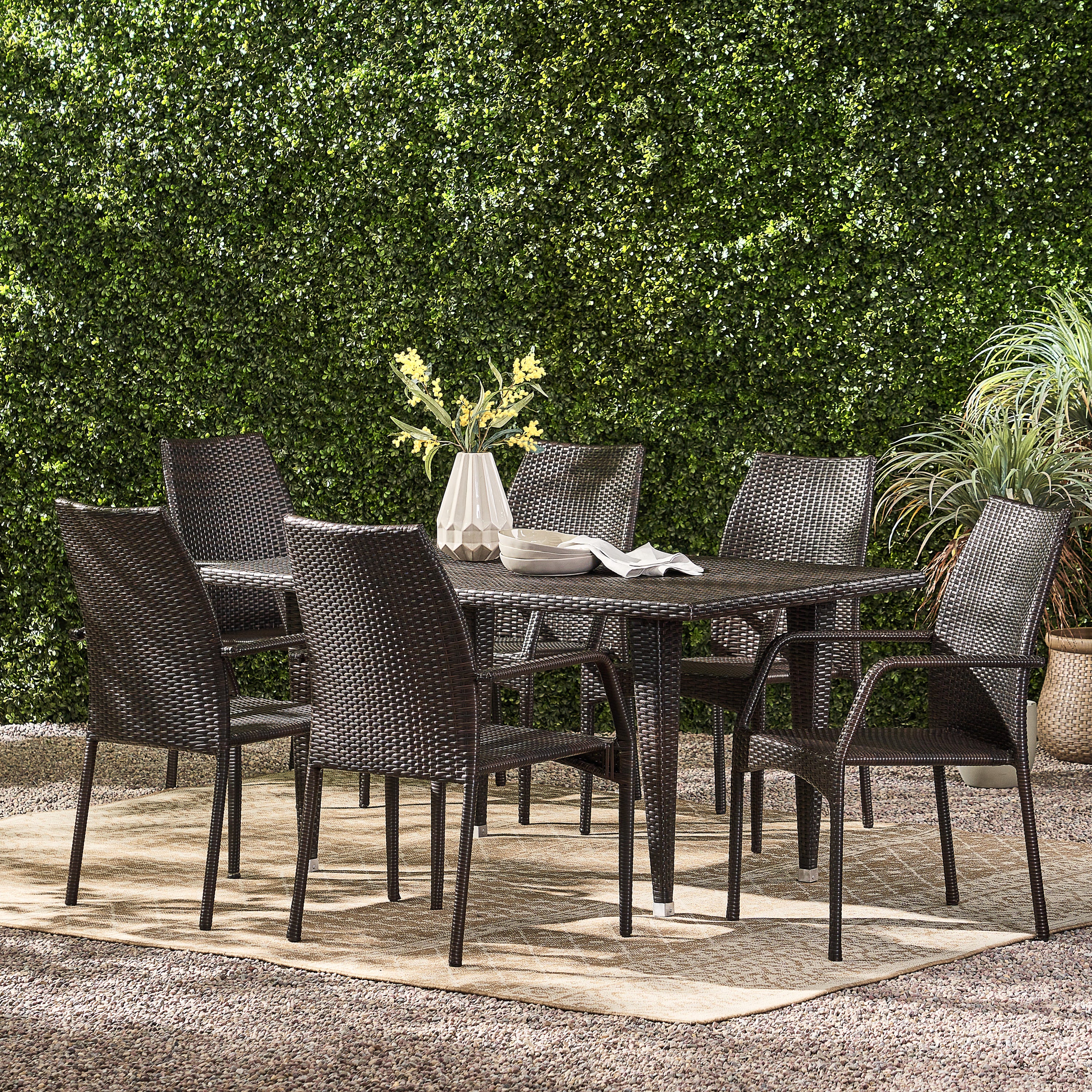 Michael 7-Piece Outdoor Wicker Dining Set