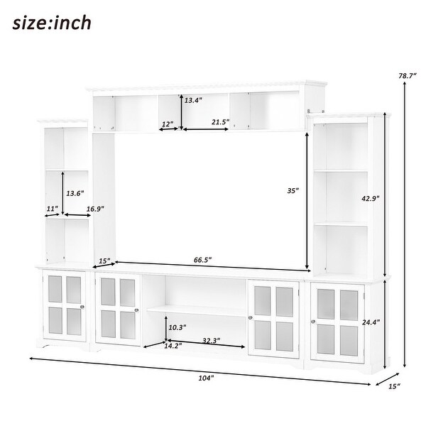 Modern TV Stand Entertainment Wall Unit with Bridge for TVs Up to 70