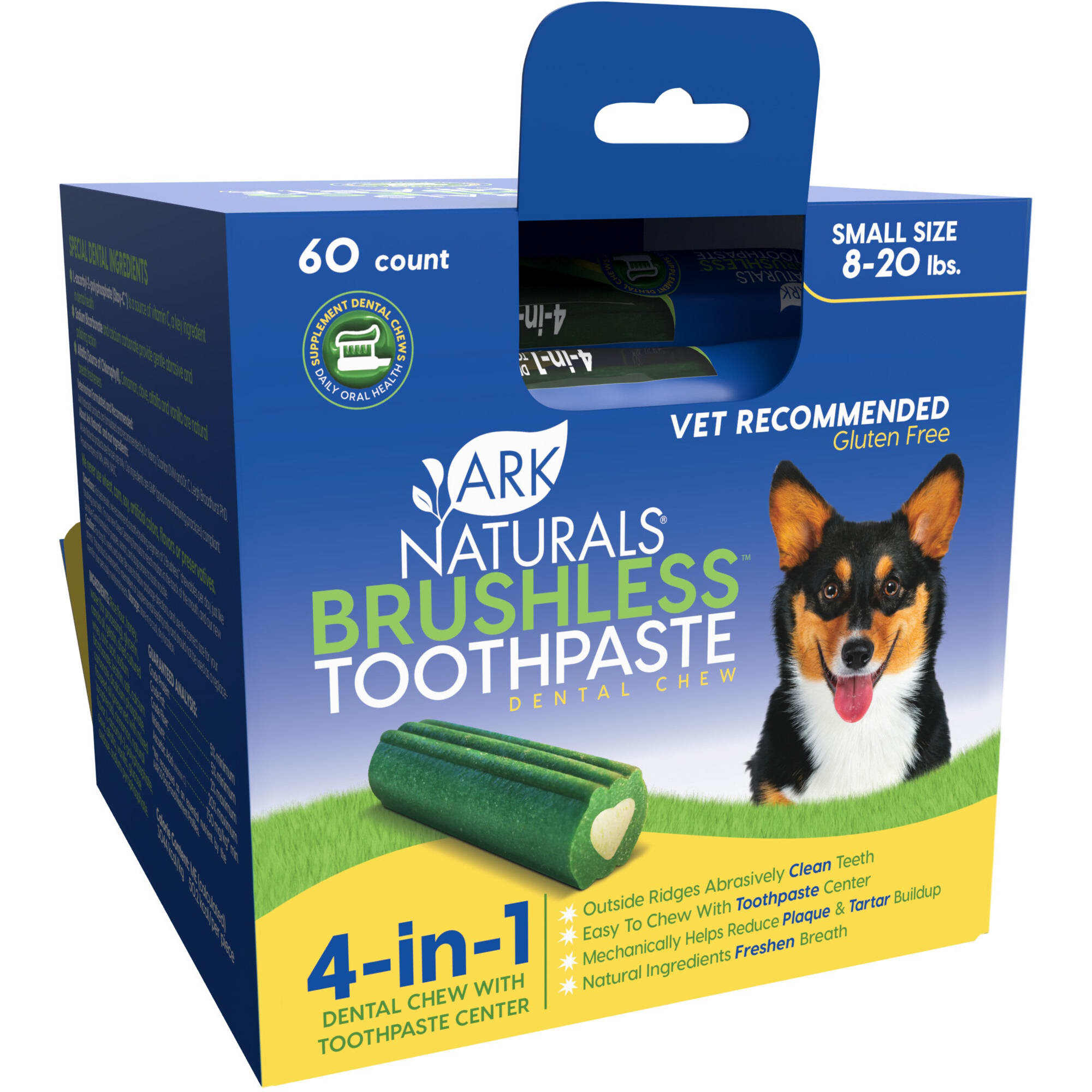 ARK NATURALS Brushless Dispenser Box Toothpaste for Small Dogs， 60 count