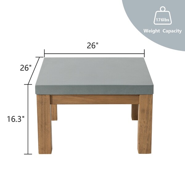 COSIEST Outdoor Solid Wood Square Coffee Table