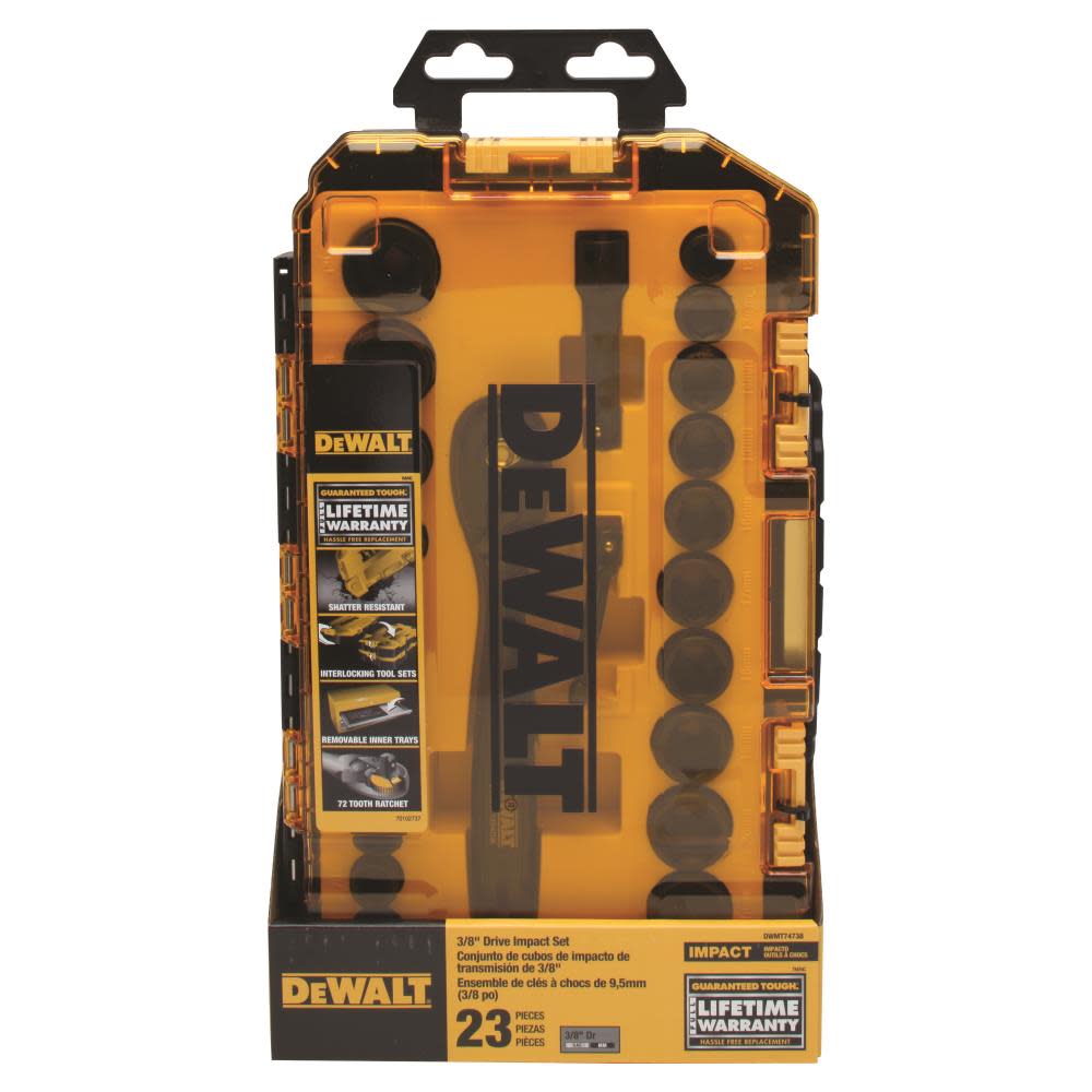 DEWALT Tough Box 23 pc. 3/8 Drive Impact Socket Set DWMT74738 from DEWALT