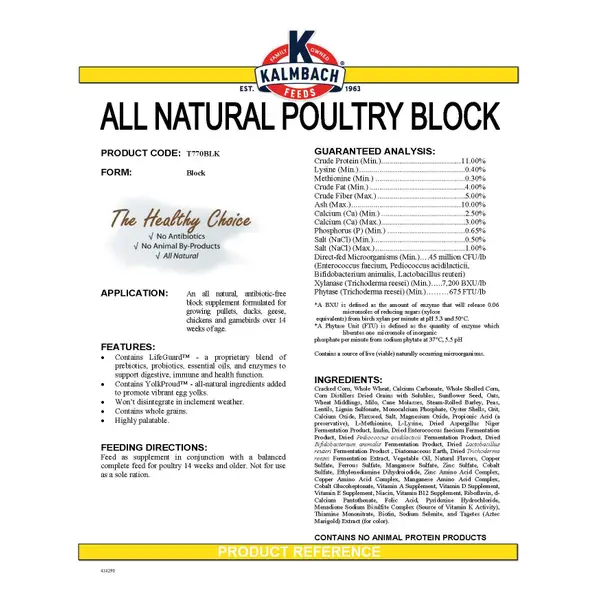 Kalmbach Feeds 25 lb All Natural Poultry Block