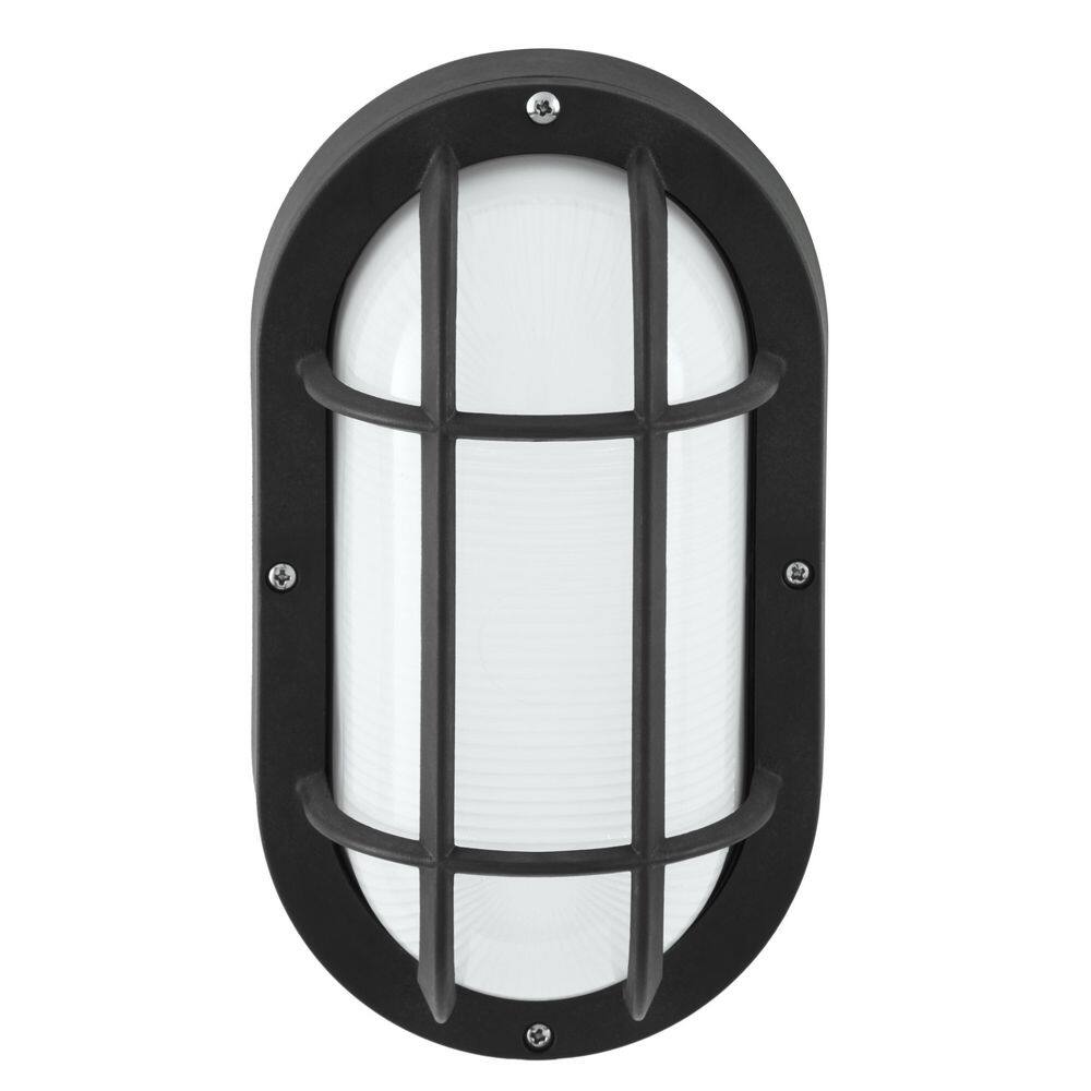 PRIVATE BRAND UNBRANDED Black LED Outdoor Bulkhead Light with CCT Color Switchable from 3000K 4000K 5000K G19716-BK