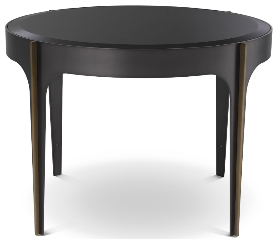 Brass Accent Black Glass Side Table  Eichholtz Artemisa   Midcentury   Side Tables And End Tables   by Oroa   Distinctive Furniture  Houzz