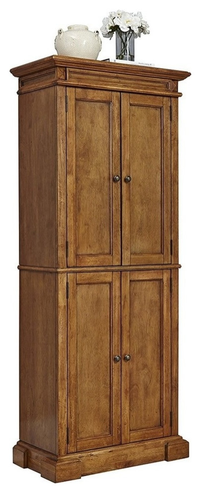 Classic Pantry Storage Cabinet  Solid Wood Frame With Diamond Carving Details   Traditional   Accent Chests And Cabinets   by Decor Love  Houzz