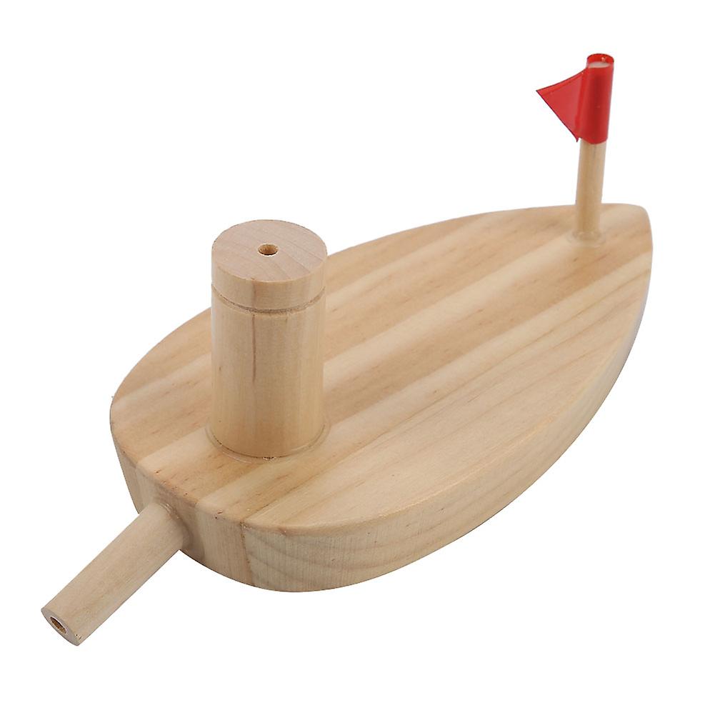 Balloon Powered Wooden Boat Cartoon Children Water Playing Bathing Toys