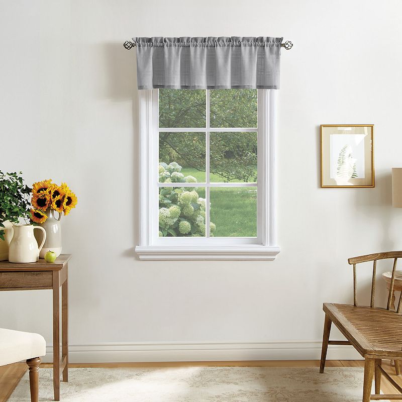 Martha Stewart Bedford Woven Plaid Rod Pocket Top Tier and Valance Window Curtain Panels