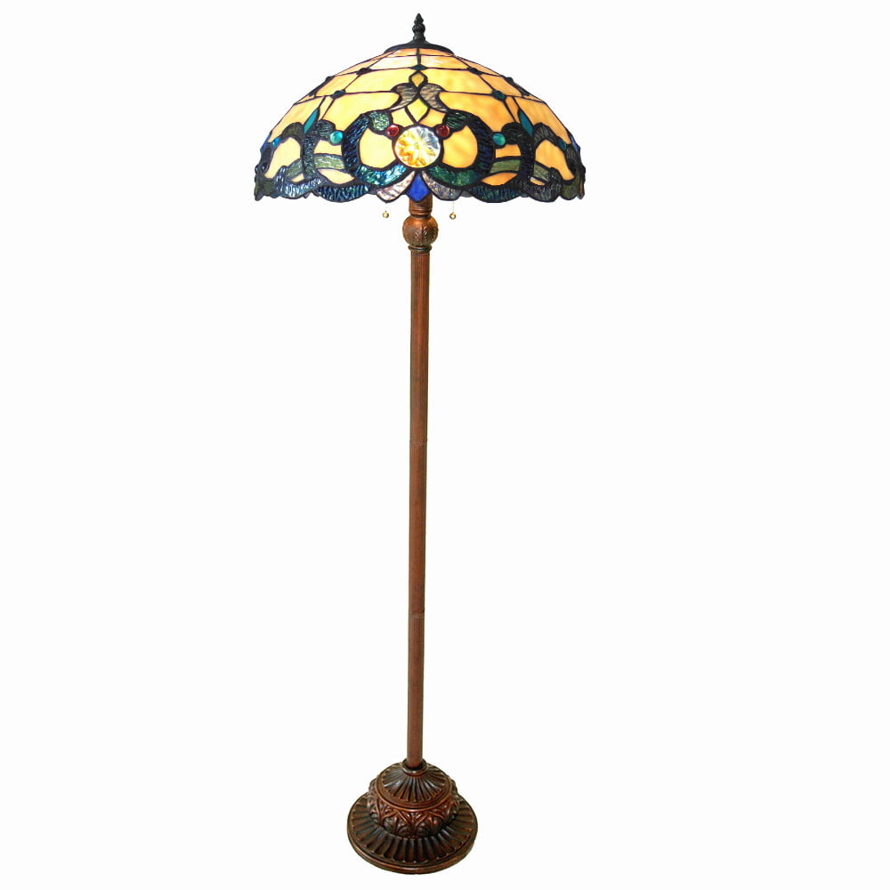 CHLOE Lighting DOUTZEN Tiffany-style 2 Light Victorian Floor Lamp 18" Shade