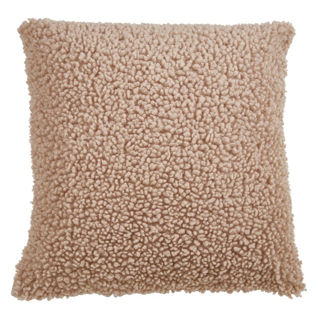 Saro Lifestyle Faux Fur Throw Pillow Cover 18 quot Beige