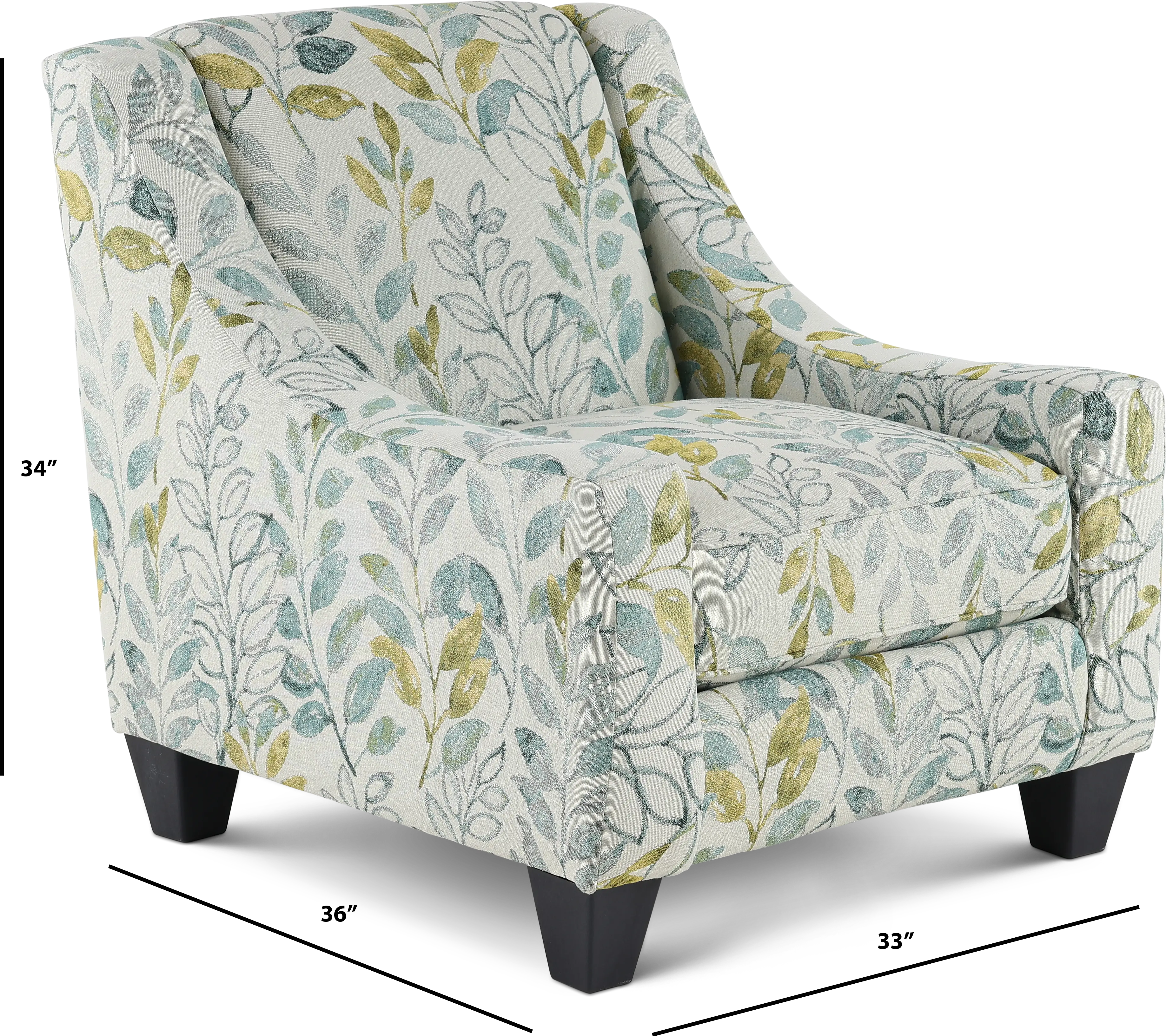 American Farmhouse Off-White Leaf Print Accent Chair