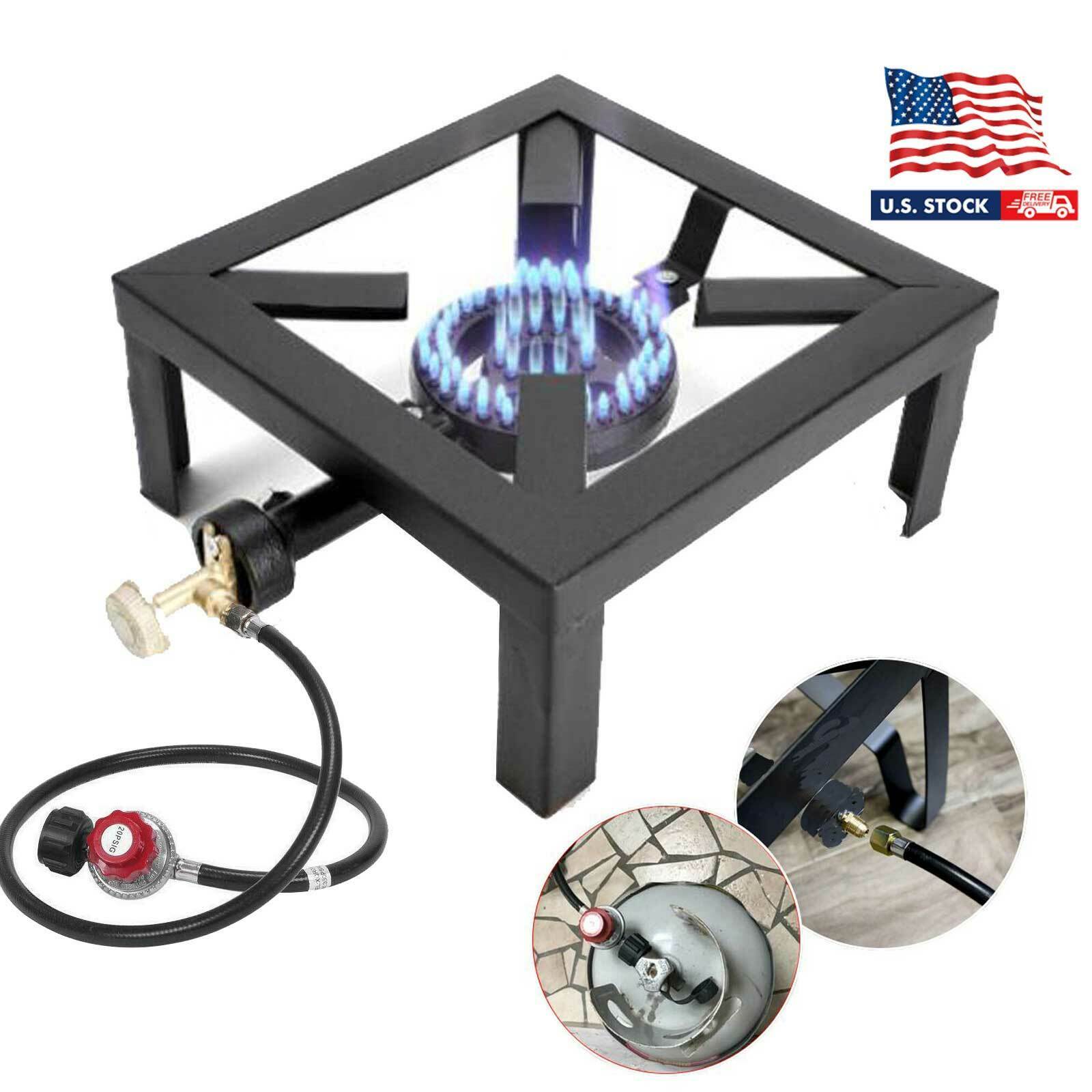 Mini Size Propane Cooker Single Burner Stove Gas BBQ Grill with High Pressure Propane Regulator Hose 24.5*24.5*10.5CM