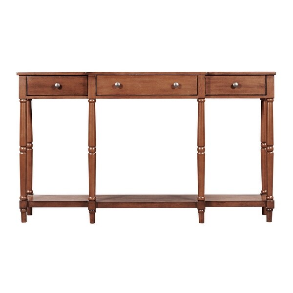 Solid Wood Console Table， Entryway Table with Storage Shelf and Drawer