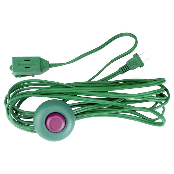 15' Green Indoor Power Extension Cord with 3Outlets and Foot Switch