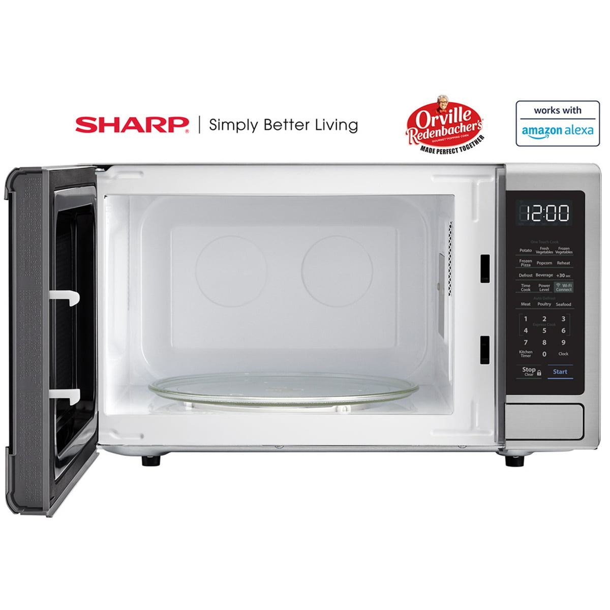 Sharp SMC1139FS 1.1 CF Smart Countertop Microwave Oven, Orville Redenbacher's Certified Steel